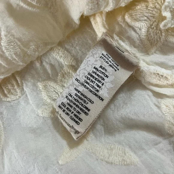 Soft Surroundings Romantic Lace Ivory Floral Embroidered Blouse Medium - Picture 13 of 13